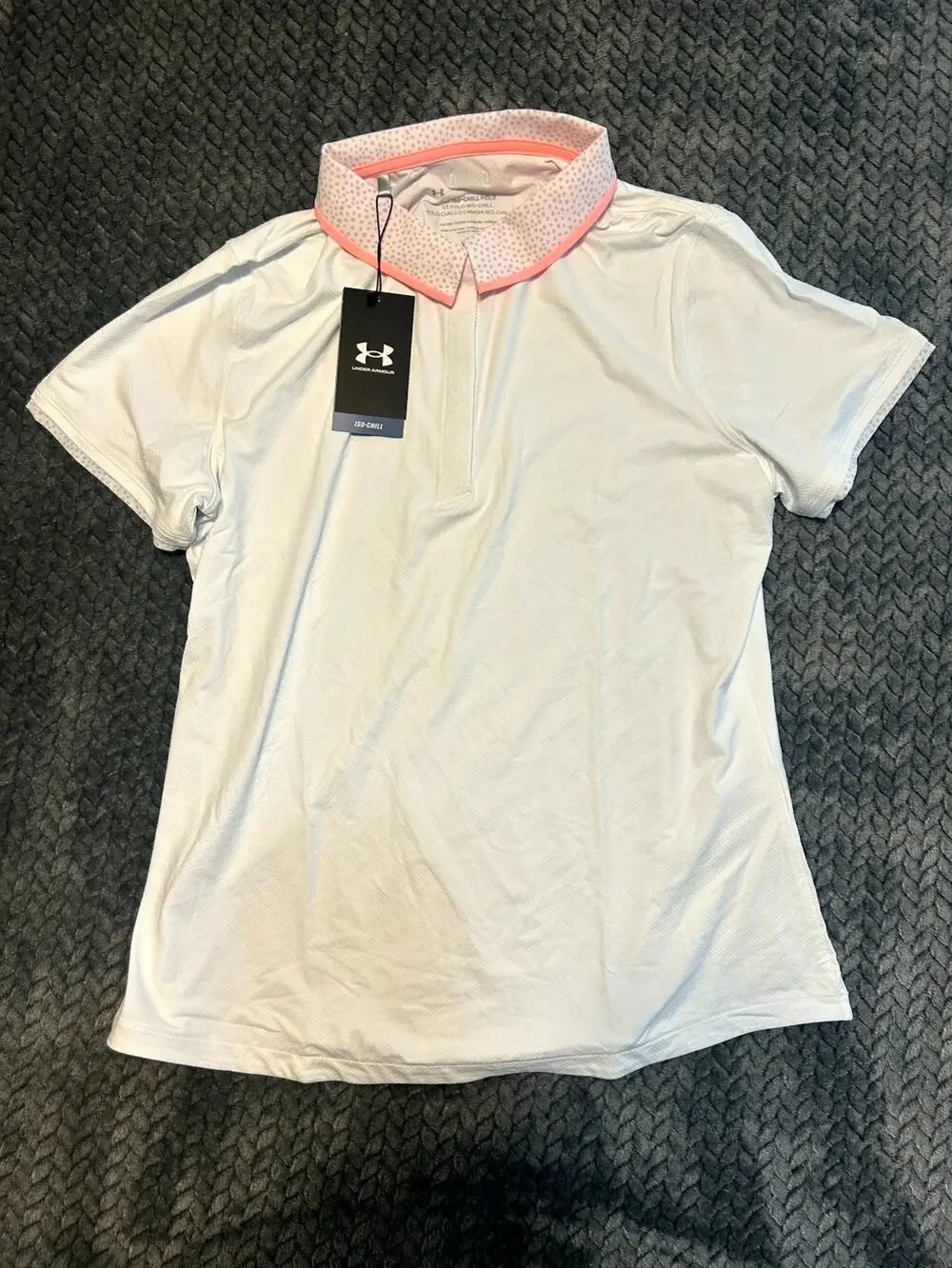 Under Armour ISO Chill Polo Shirt Girls Large White Short Sleeve Performance